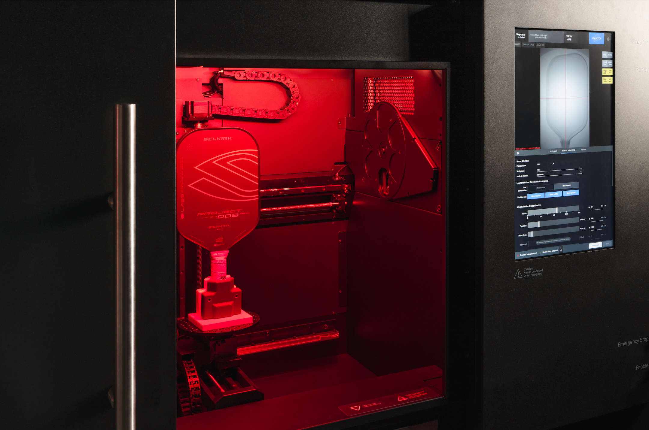 A Project 008 paddle is placed in CT Scanner at the Selkirk Lab. 